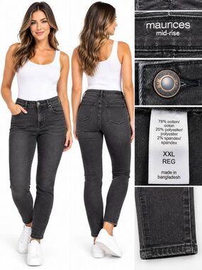 Maurices Mid Rise Skinny Jeans XXL Reg Black